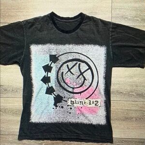 Black Short Sleeve Tee with Smiley Face Graphic